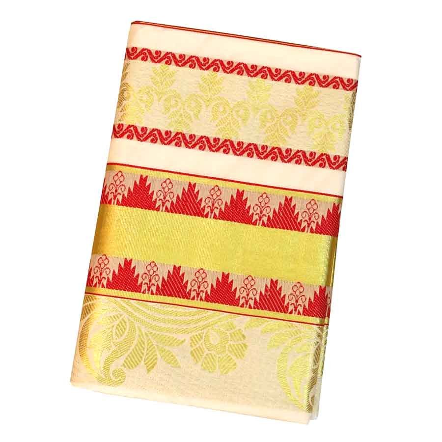 Traditional Kerala Saree With Temple Work