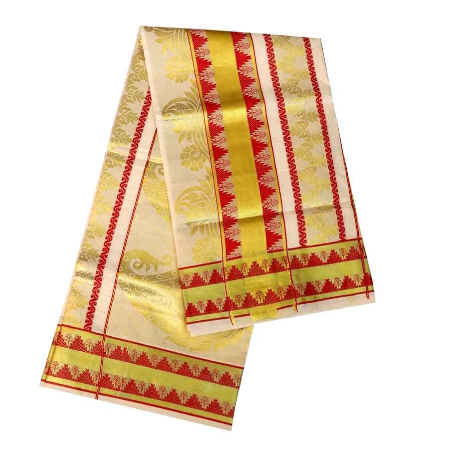 Traditional Kerala Saree With Temple Work