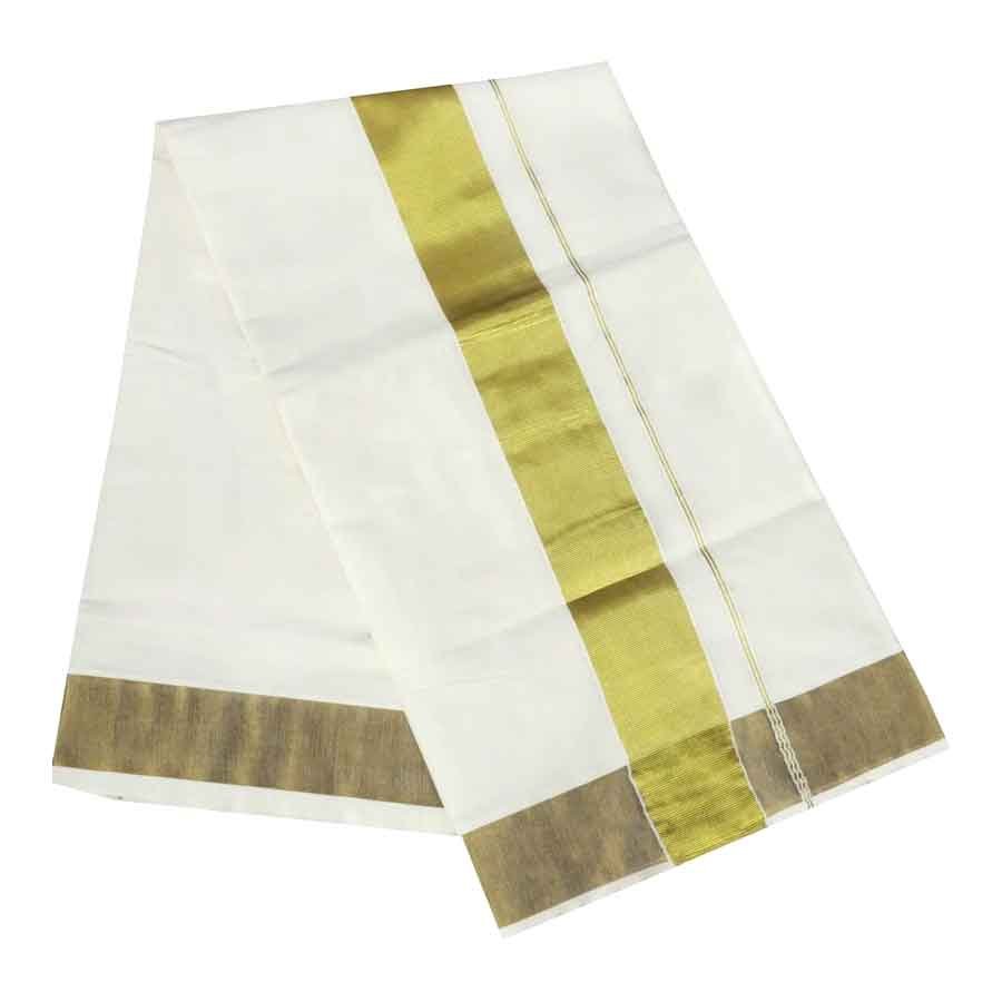 Traditional Cotton Kerala Saree With Golden Border