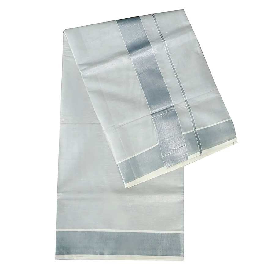 Kerala Kasavu Saree With Silver Border
