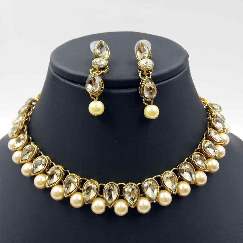 Alloy Metal Golden Plated Necklace Set 
