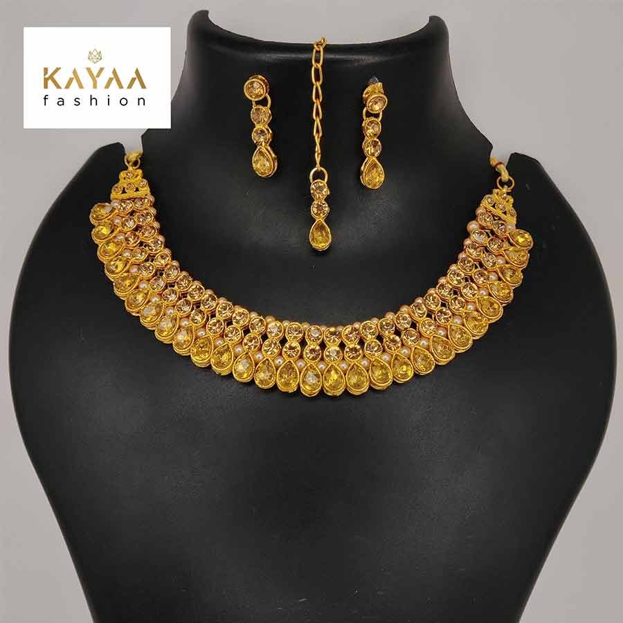  Alloy Metal Golden Plated Necklace Set 