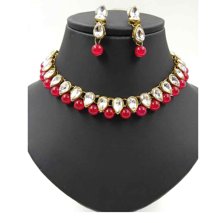 This Necklace set Looks Very Fashionable And Beautiful Wearable At any Occasions Wearing dresses according to the Necklace Colour Gives you Perfect look at reasonable Price The quality Of Necklace Is not Compromised It Has Good Quality. 