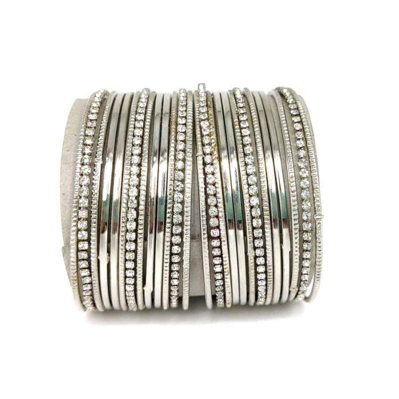 Silver Plated Bangle Set for Women-(Size-2.4,2.6,2.8)