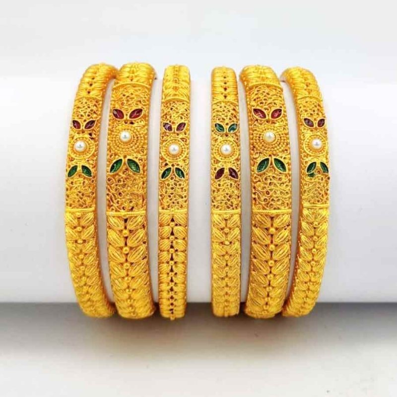 Alloy Metal Gold Plated Bangle (Size-2.4,2.6,2.8)