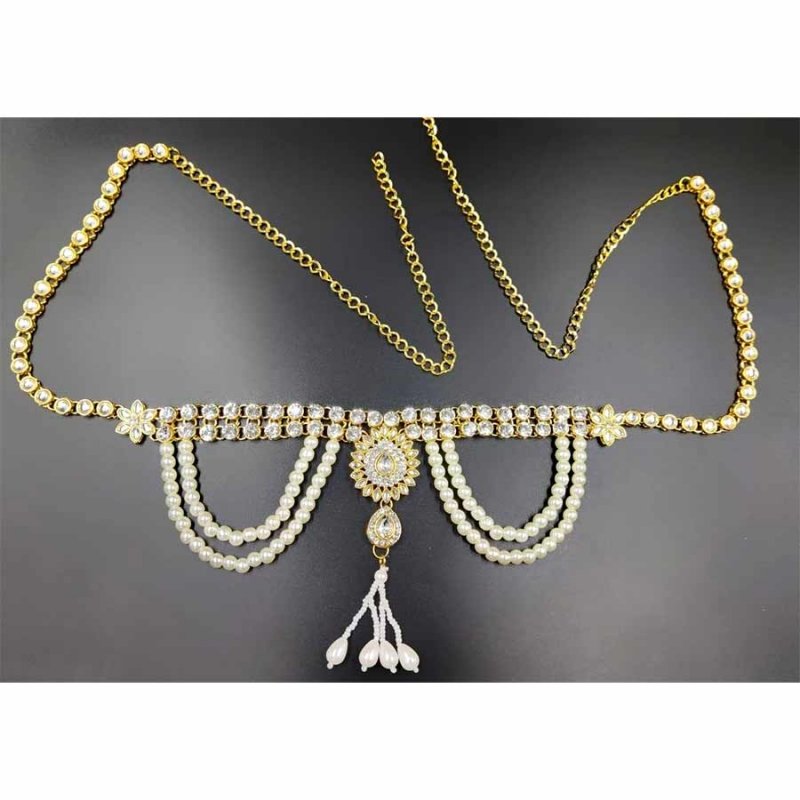  Gold White Single line Designer Belly Chain  Waist Belt/Kamar Bandh/Tagdi For Women And Girls