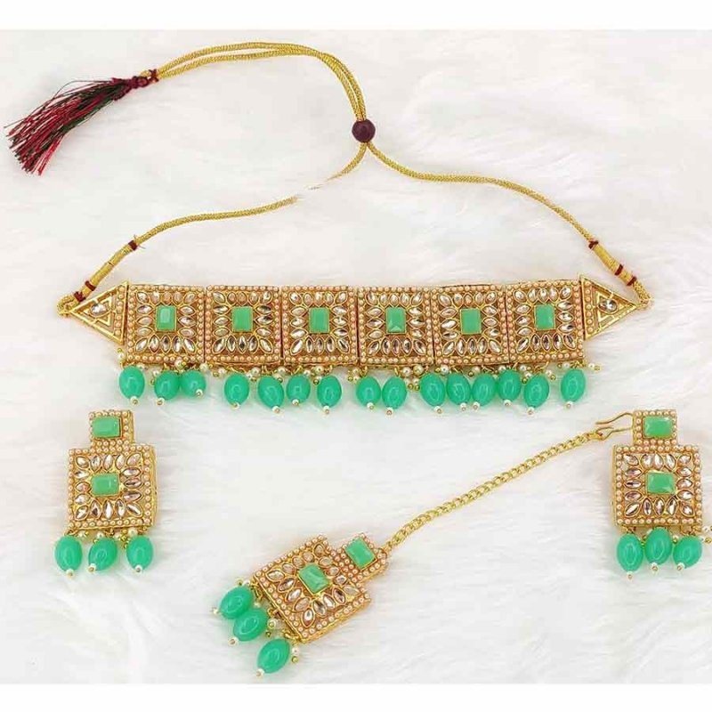 Gold Plated Colourful Party Wear Chocker For Women 