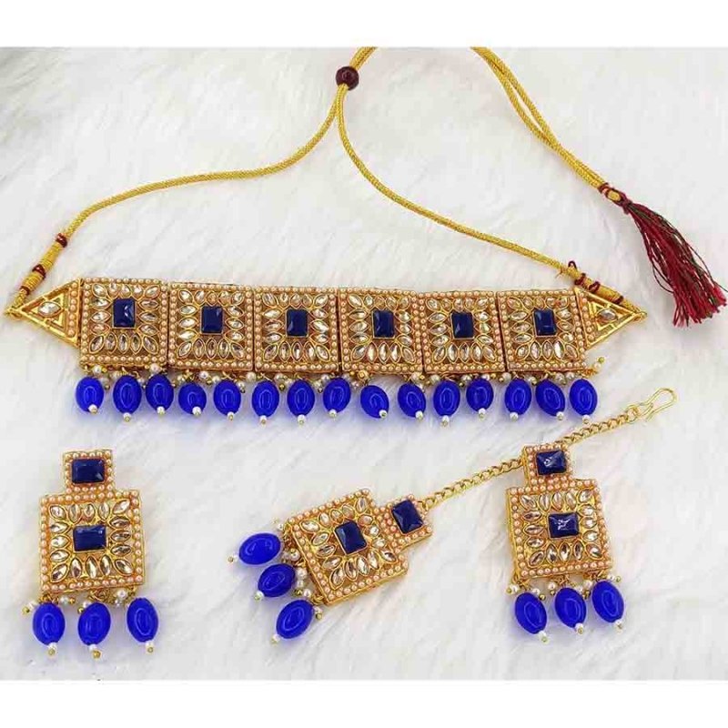  Gold Plated Colourful Party Wear Chocker For Women & Girls jewellery Set