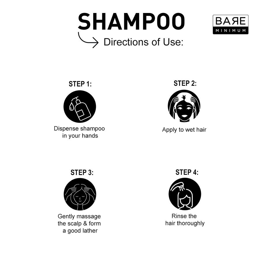Bare Minimum | Gentle Shampoo | With The Extracts Of Bhringraj, Brahmi | For Smooth and Lustrous Hair | Chemical-Free | With pH-Balanced Formula | For All Scalp Types | 