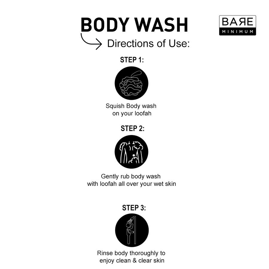 Bare Minimum | Body Wash | With Extracts Of Green Tea, Honey, Glycerin And Citric Acid | Soap-Free | No Parabens | For All Skin Types