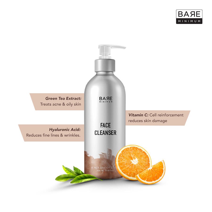 Bare Minimum | Face Cleanser | Rich In Antioxidants| With The Extracts of Green Tea | Treats Acne And Oily Skin | pH-Balanced Formula | Paraben & Silicon-Free | For All Skin Types