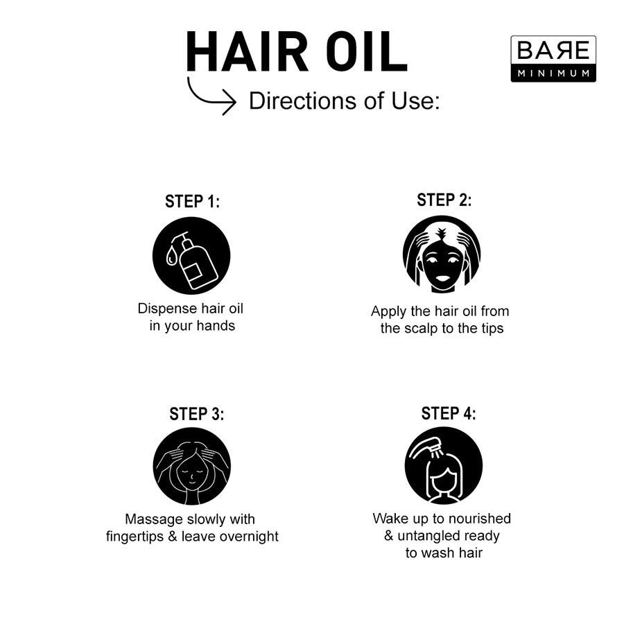 Bare Minimum | Hair Oil | 100% Natural | No Sulfate | pH Balanced Formula | With Amla, Brahmi And Sesame Oil | Prevents Hair Damage And Hair Loss | For All Scalp Types