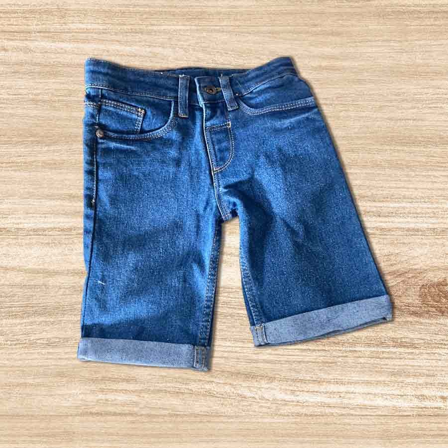 Adjustable Elastic, Zip Free OG Denim Shorts, Blue Color