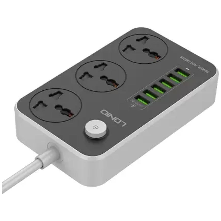 Ldnio SC3604 Power Strip Surge Protector with 3 Universal International Socket & Smart 6 USB Charging Ports 3.4A 2 Metre Cord Length with 6 month warranty