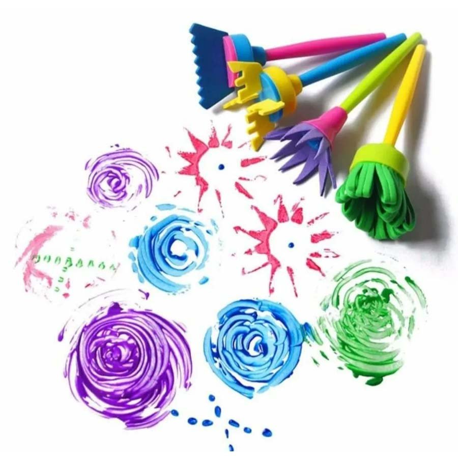 4pc Sponge Paint Brush foam tool set for Multi-Shapes Stamp Flower Drawing