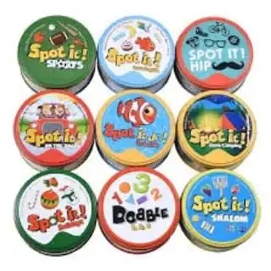 5 Games in 1 Dobble Card Game for Family and Kids Travelling Board Games Education Card Game Home Party Fun Find Match Cards Spot It Card Game in Iron Box 55 Cards. 3 to 6 Years, 6 to 10 Years, 10 Years & Above