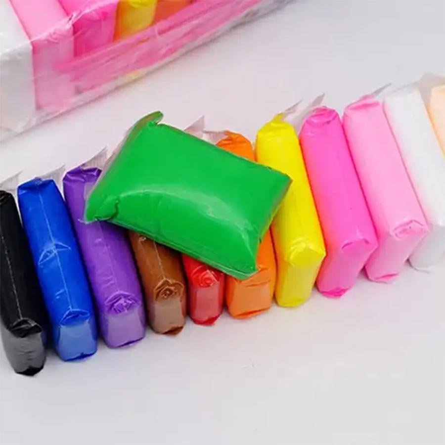Clay Colorful Non Toxic Air Dry Magic Modeling Clay Plasticine Bouncing Clay Birthday Return Gifts for Kids (Set of 12)
