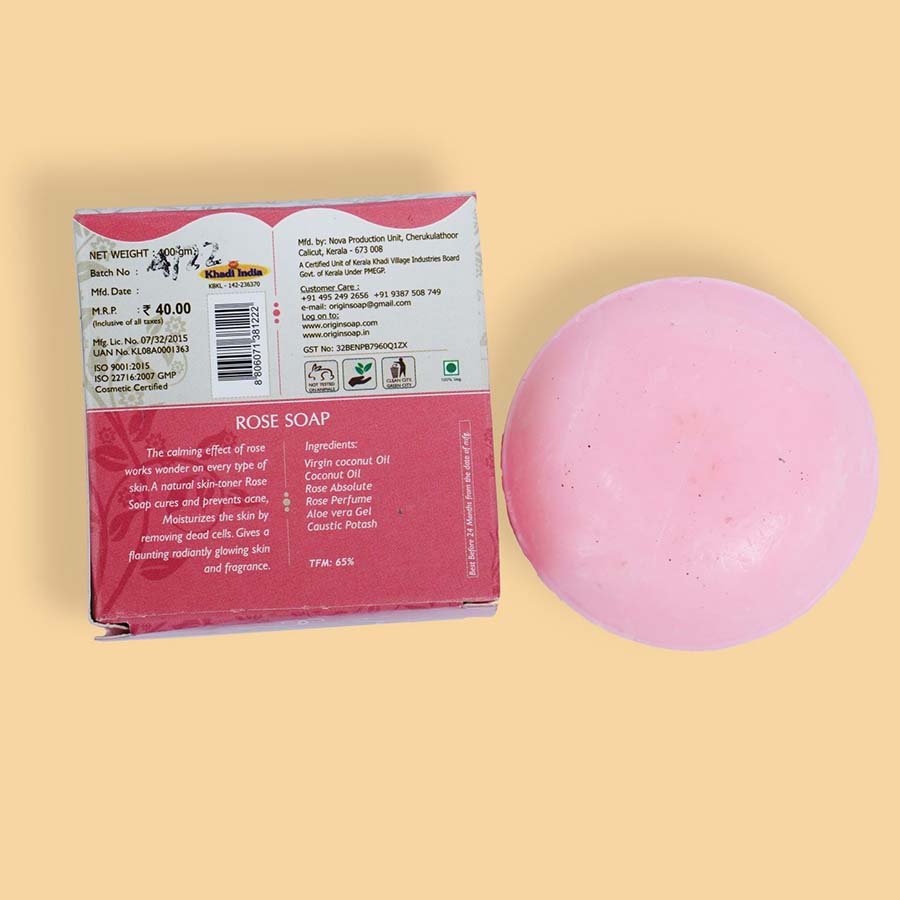 Rose Soap 100 gms X  5 Nos - Hand Made Coconut Oil Soap 
