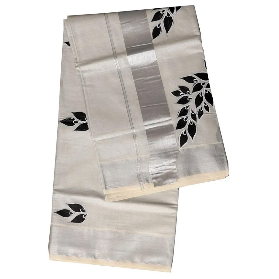 Hand Painted Tissue Saree With Metallic Shades
