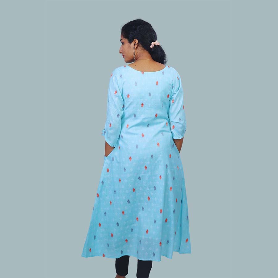 A Line Cotton Kurta Sky Blue