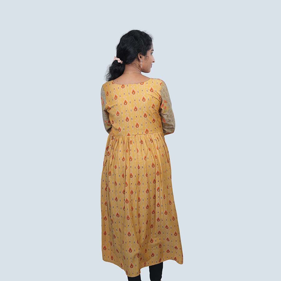 Chanderi Flared Kurta Yellow