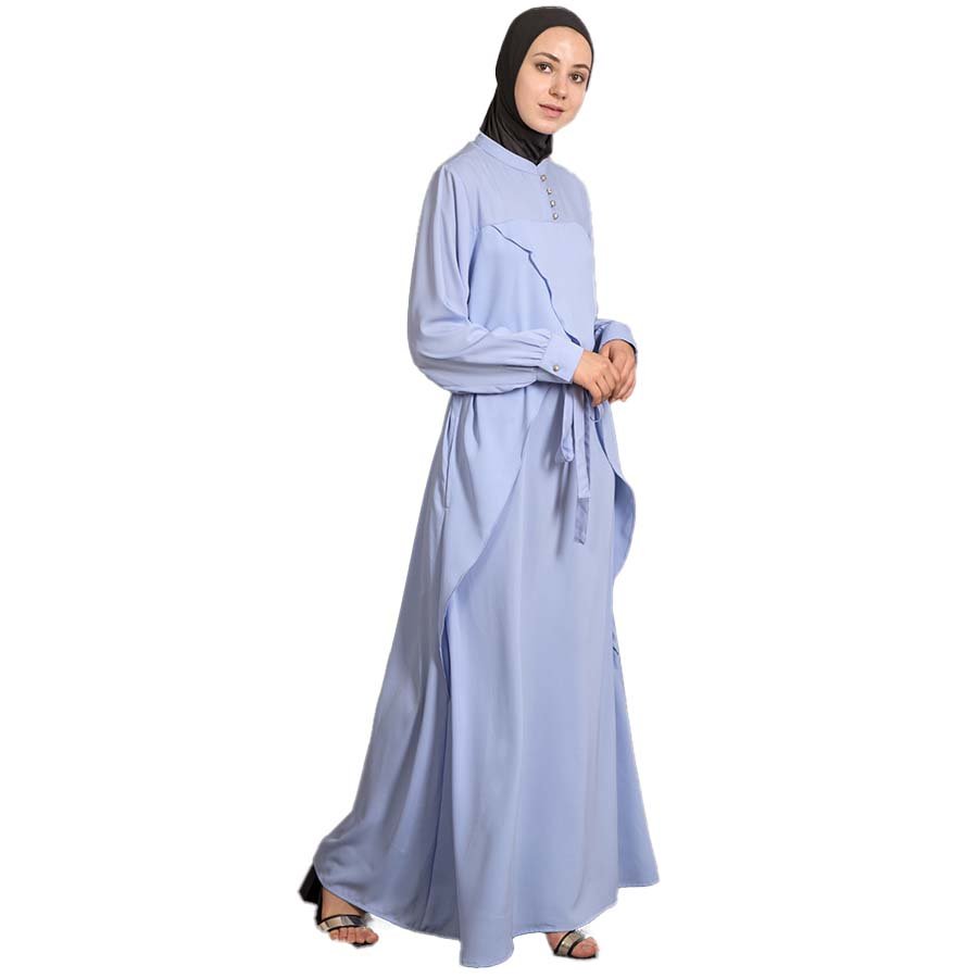 Nazneen Yoke at Chest Triangle Panels Collage Girl Abaya Sky Blue