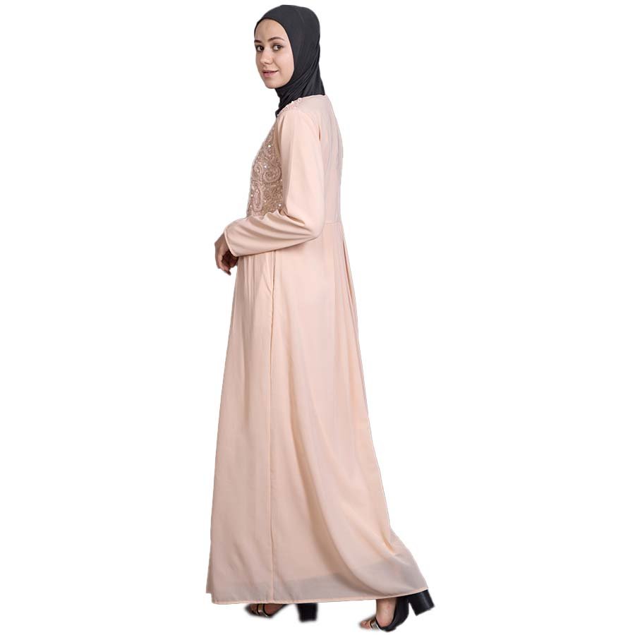 Nazneen Embelished Peach Burqown Peach