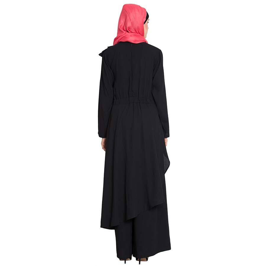 Nazneen Frilled Executive Pant Abaya Black