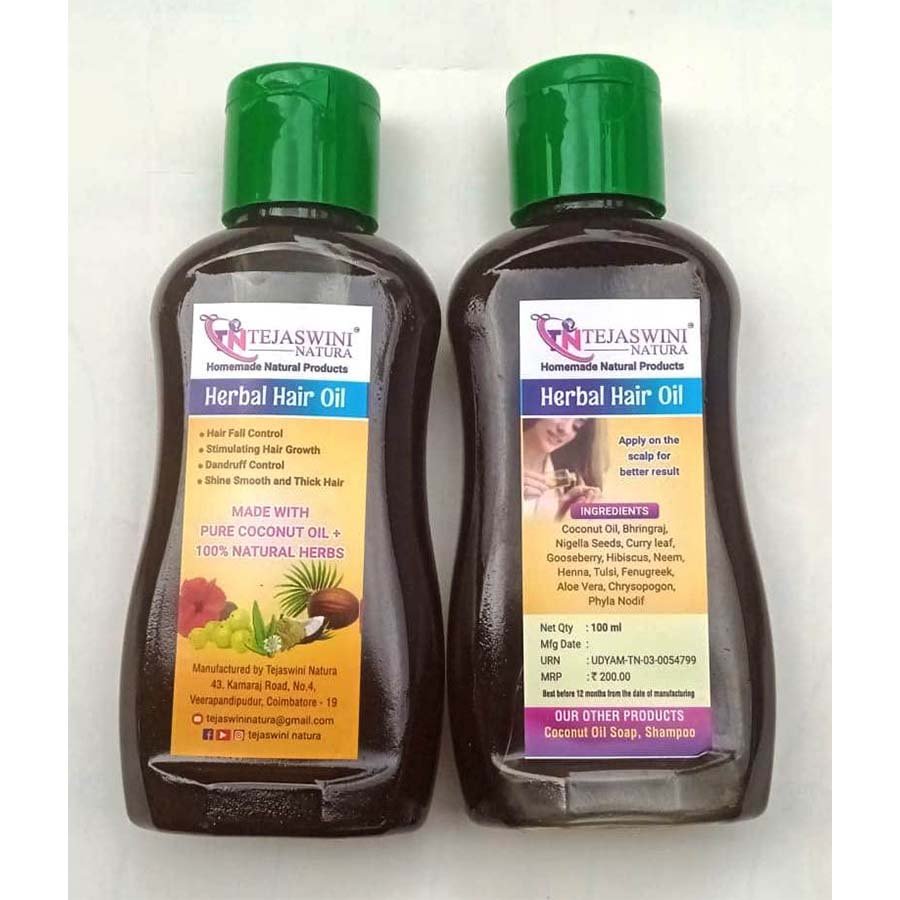 Tejaswini Natura Herbal Hair Oil With 10 Plus Ingredients 100 ml x 2 