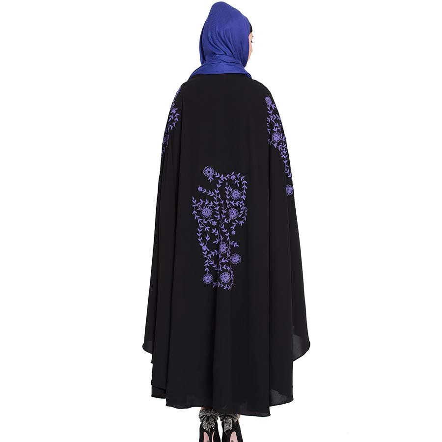 Nazneen Purple Embroidered Irani Kaftan Black Purple