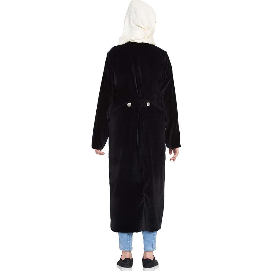 Nazneen Velvet Front open Coat Abaya Black