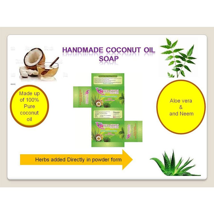 Tejaswini Natura Homemade Coconut Oil Soap ALOE VERA And NEEM 5Nos x 75 grams