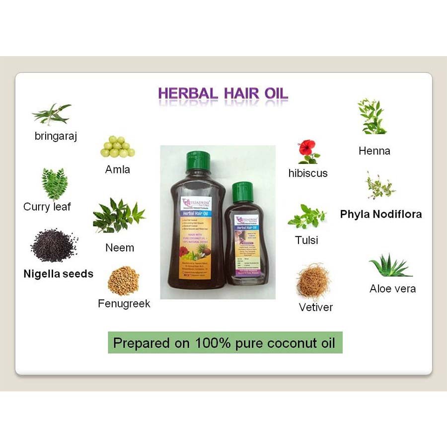 Tejaswini Natura Herbal Hair Oil With 10 Plus Ingredients 250 ml And 100 ml Combo Pack 