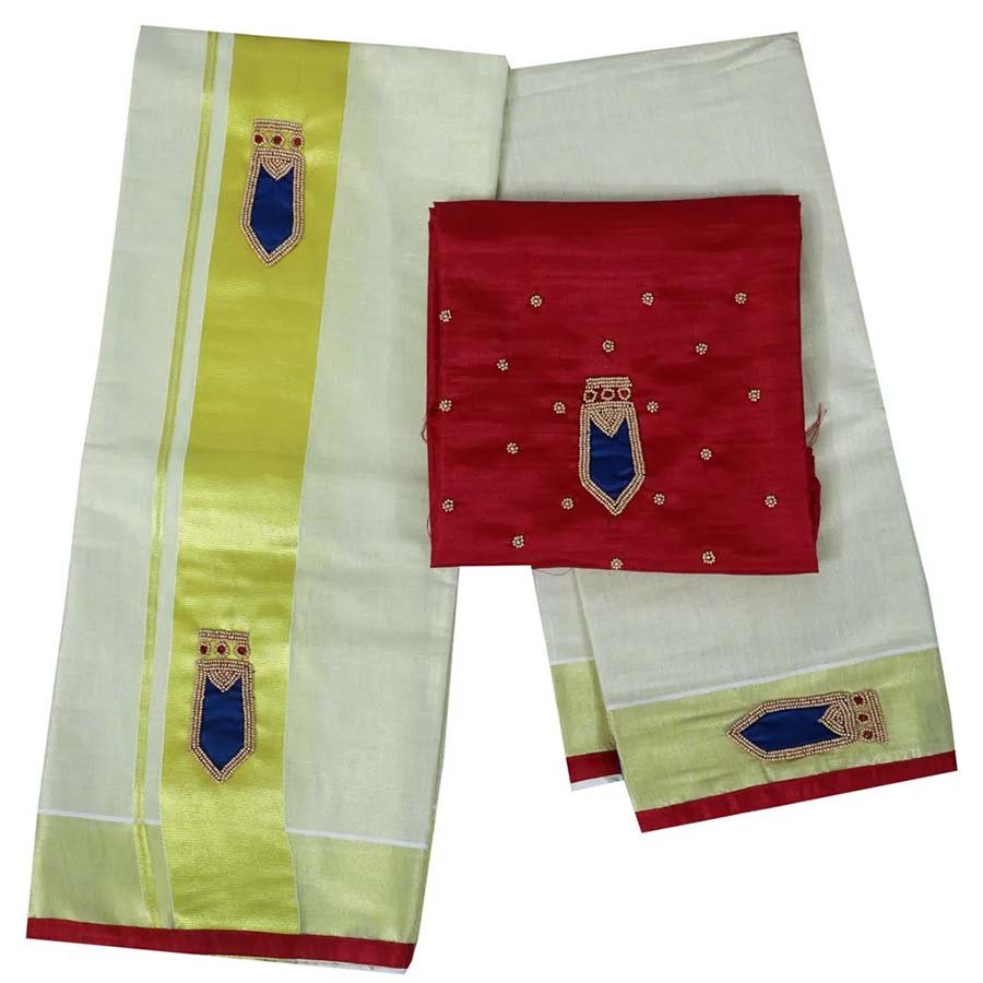 Traditional Nagapada Tissue Set Mundu
