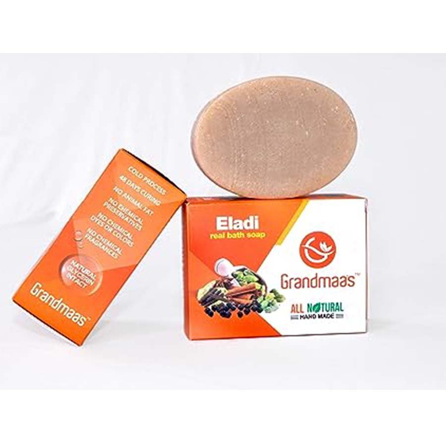Grandmaas All Natural Handmade Eladi Bath Soap - Pure Extract of Spices - Herbal Skin Care Real Bath Soap 100 g x 3 Pack